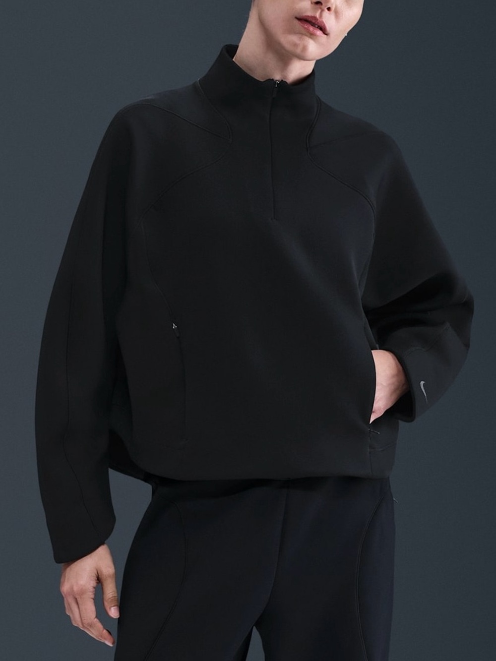 NWT $110 Nike Universa Women's Dri-FIT 1/4-Zip Top Medium Black